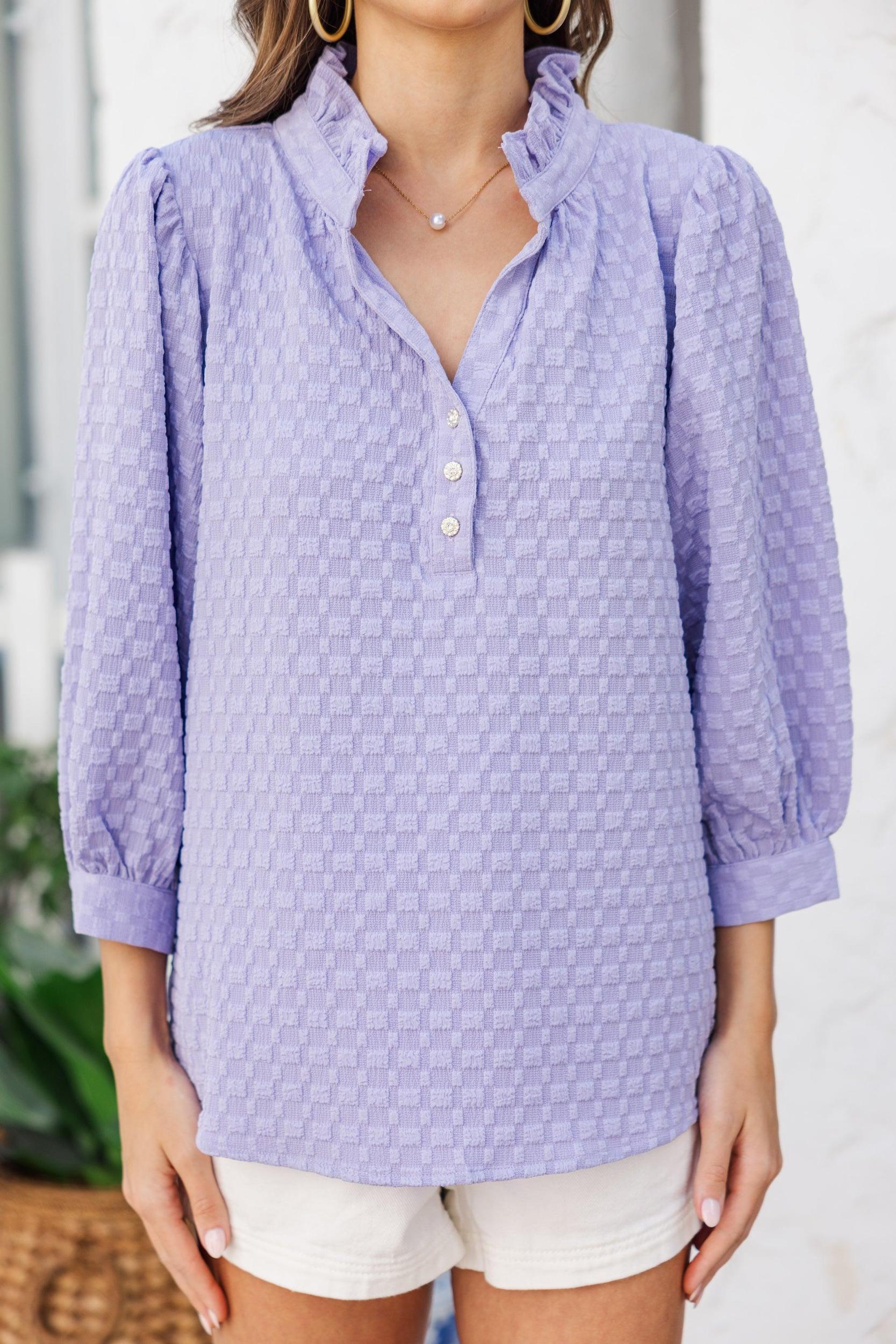 It's Up To You Lavender Purple Textured Blouse Female Product Image