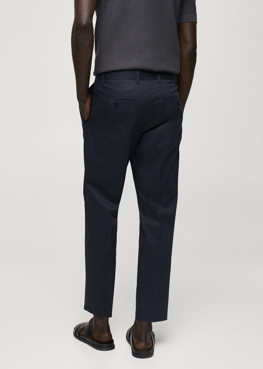 Mango Mens Slim-Fit Cotton Pleated Pants Product Image