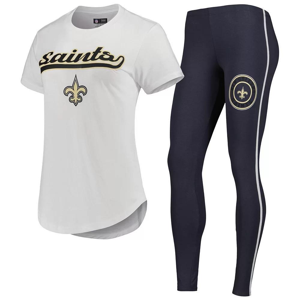 Women's Concepts Sport White/Charcoal New Orleans Saints Sonata T-Shirt & Leggings Sleep Set, Size: Small Product Image