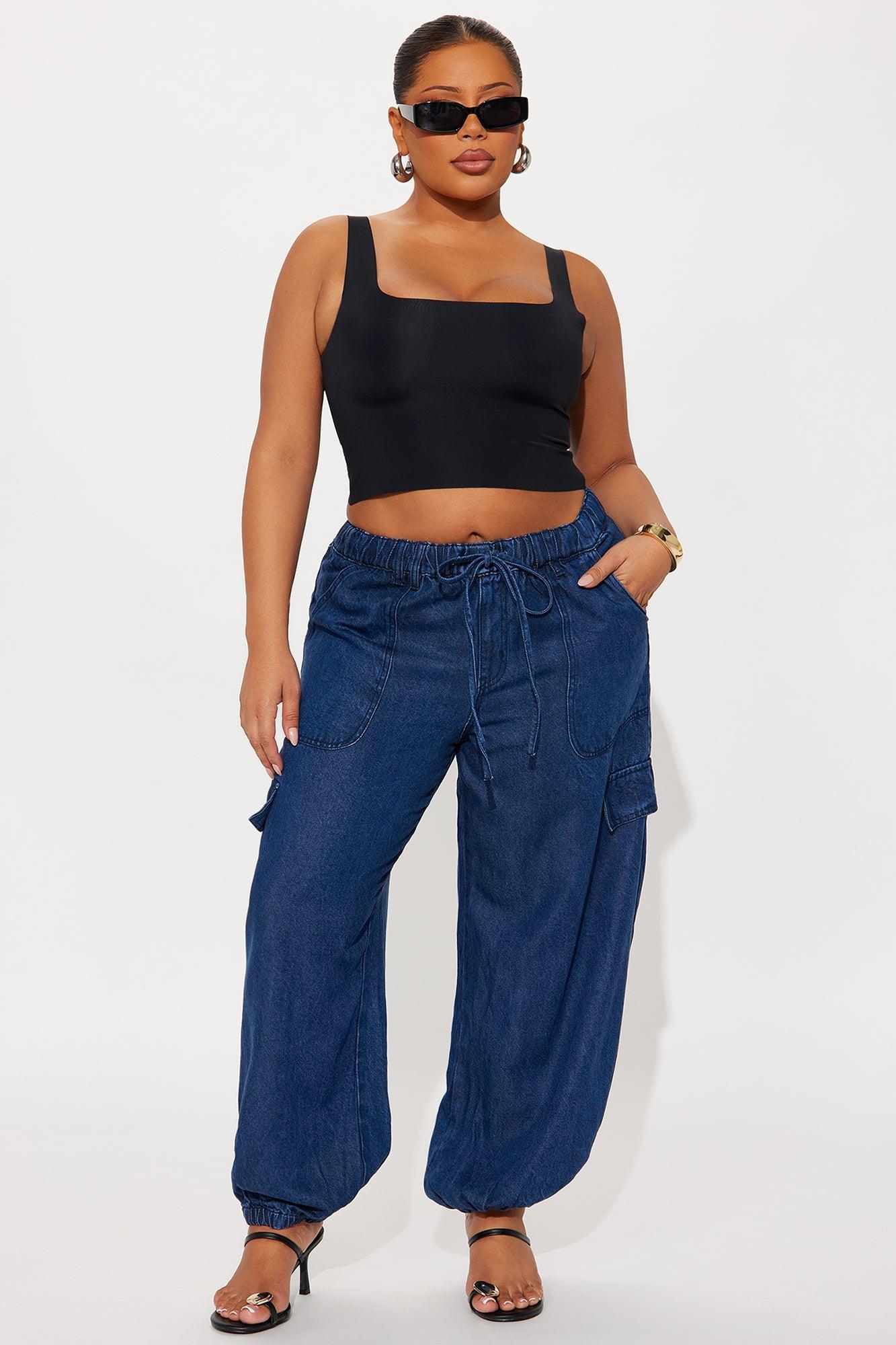 In The Loop Drapey Jogger Jeans - Dark Wash Female Product Image