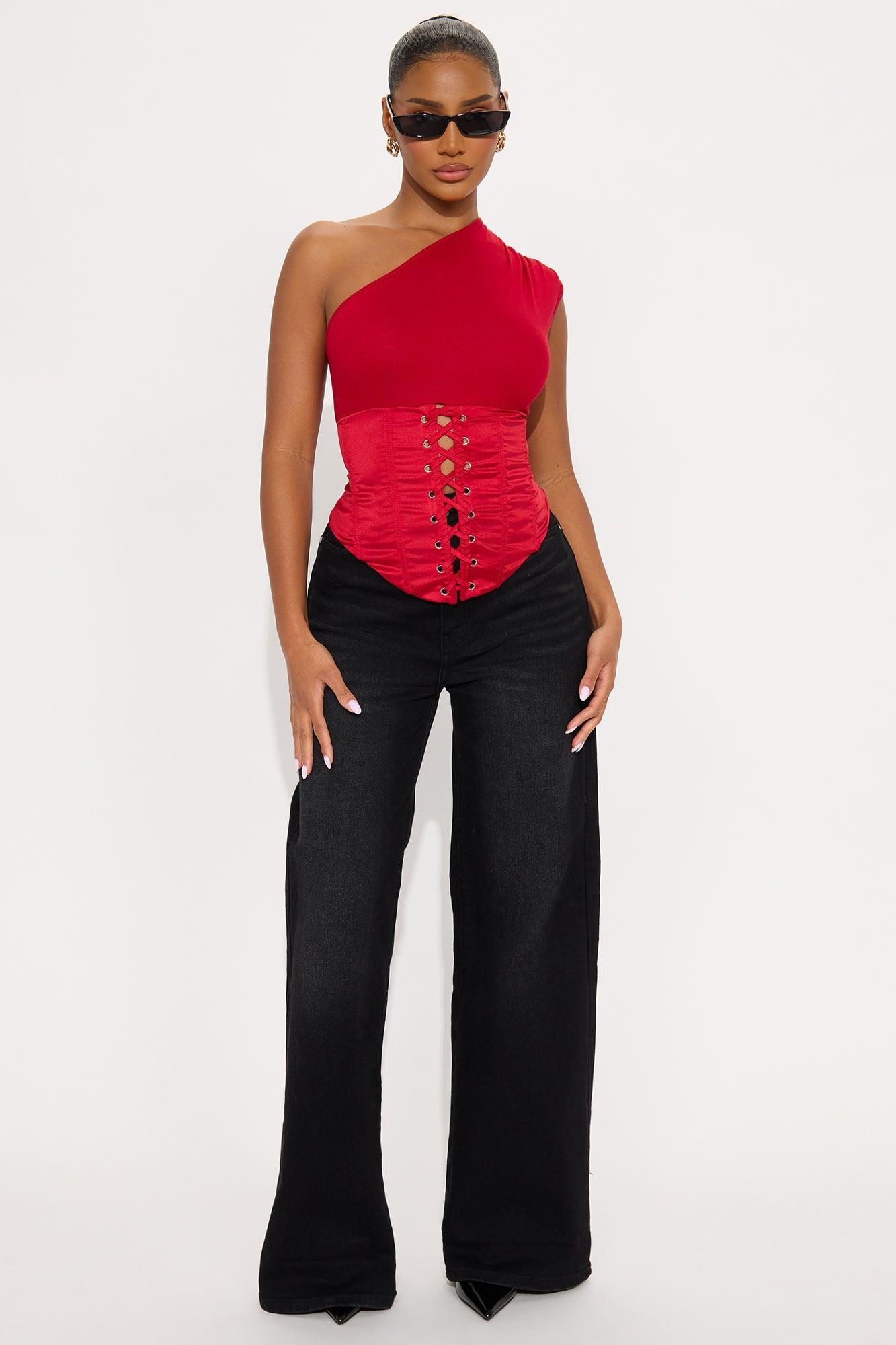 Love On The Line Corset Top - Red Product Image