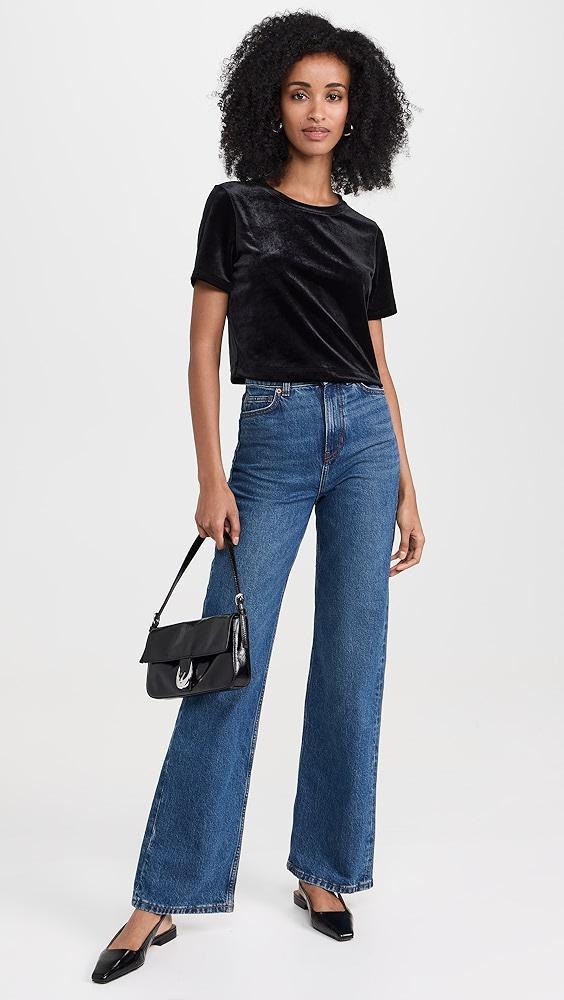 L'AGENCE Donna Velvet Crop Crew Neck Tee | Shopbop Product Image