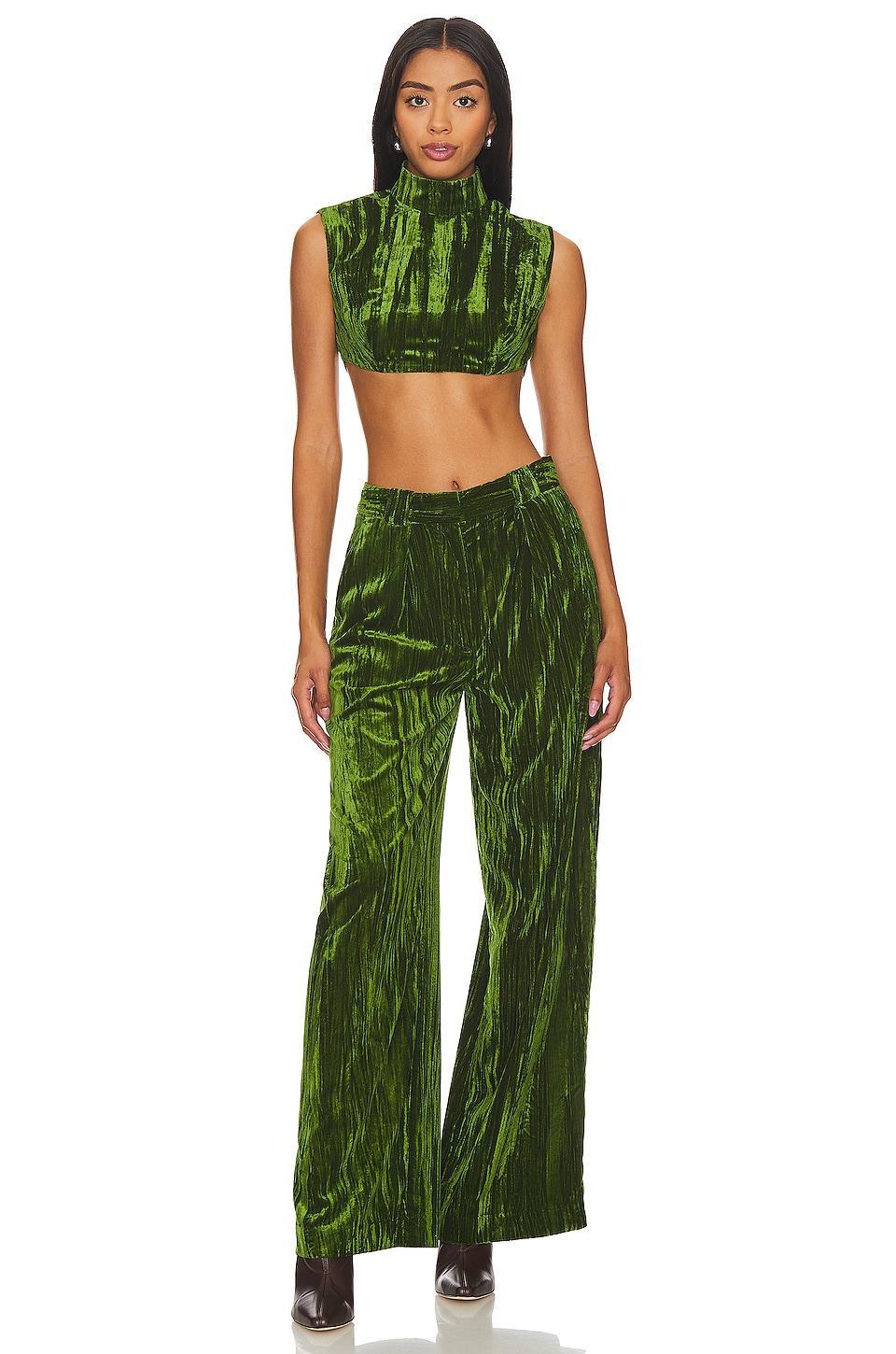 Crinkled Velvet Backless Crop Top NBD Product Image