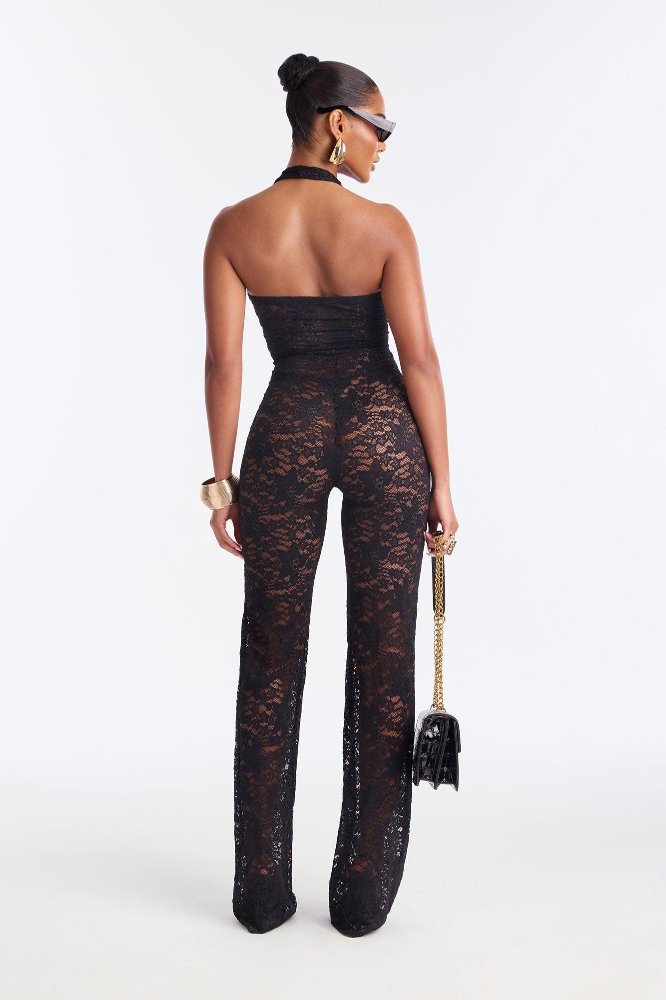 Love To Like Sheer Lace Jumpsuit - Black Product Image