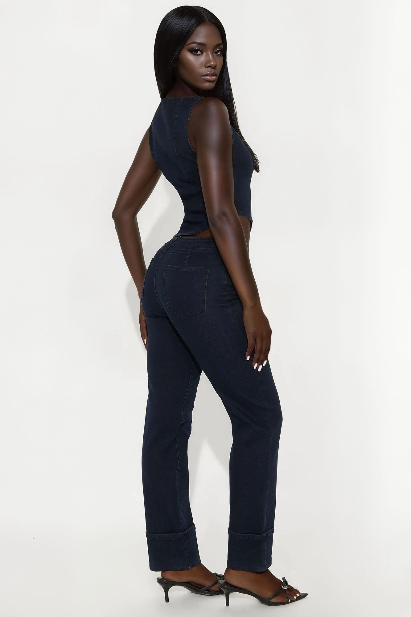 Alana Denim Pant Set - Dark Denim Product Image