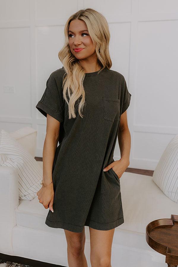 Cafe Meetup Vintage Wash T-Shirt Dress in Black Product Image