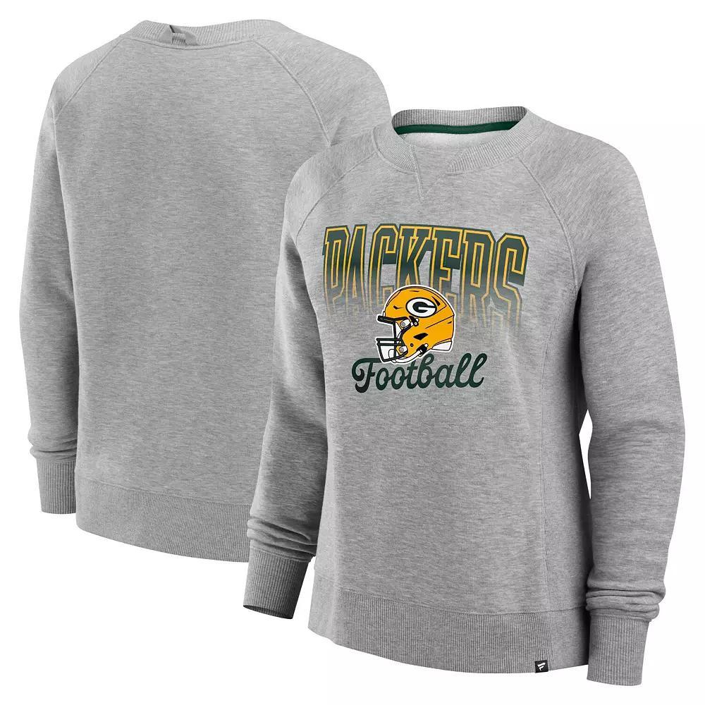Women's Fanatics Heather Gray Green Bay Packers Hit Hard Fleece Pullover Sweatshirt, Size: Large, Grey Product Image