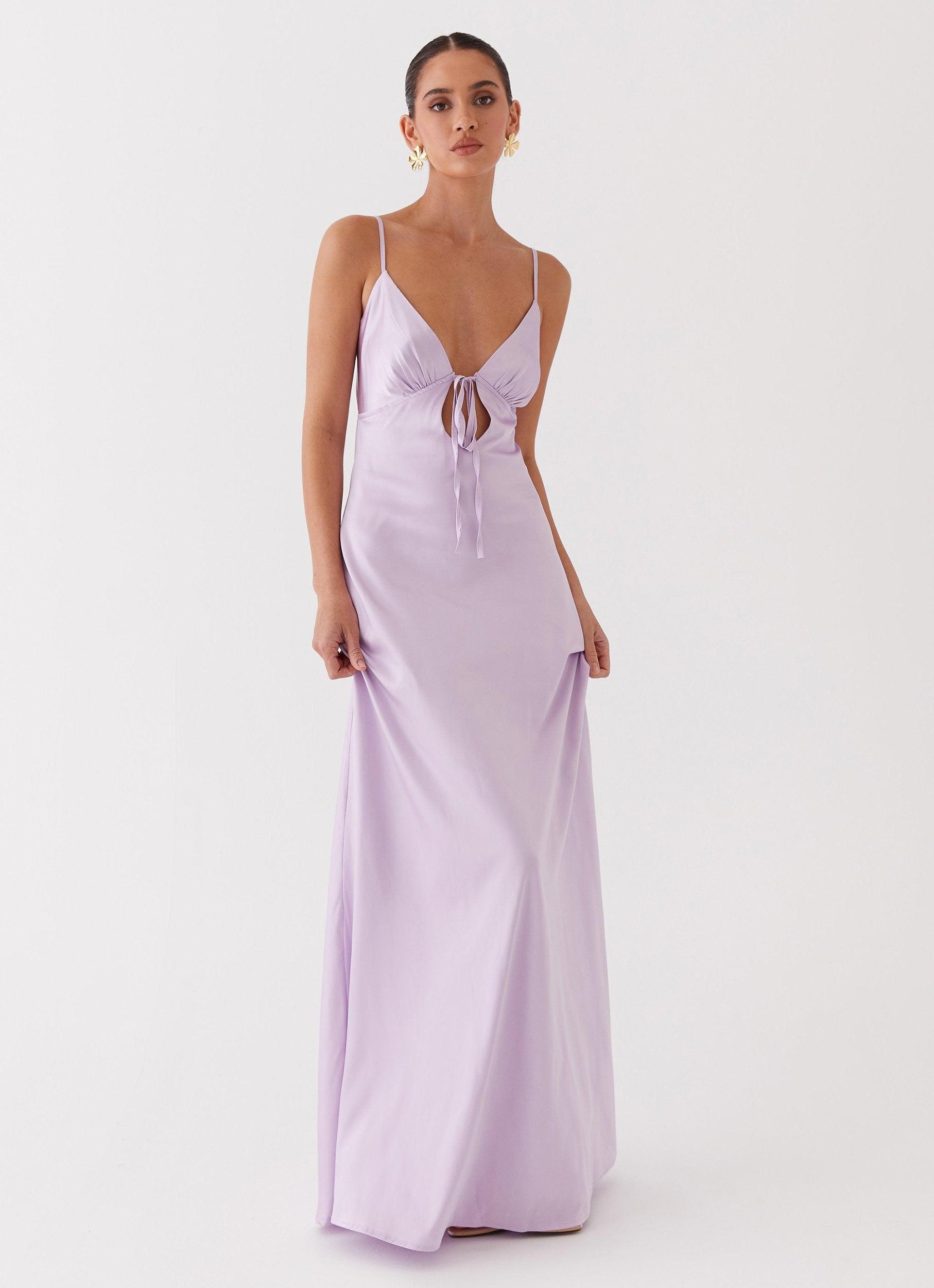 Flora Satin Maxi Dress - Lilac Product Image