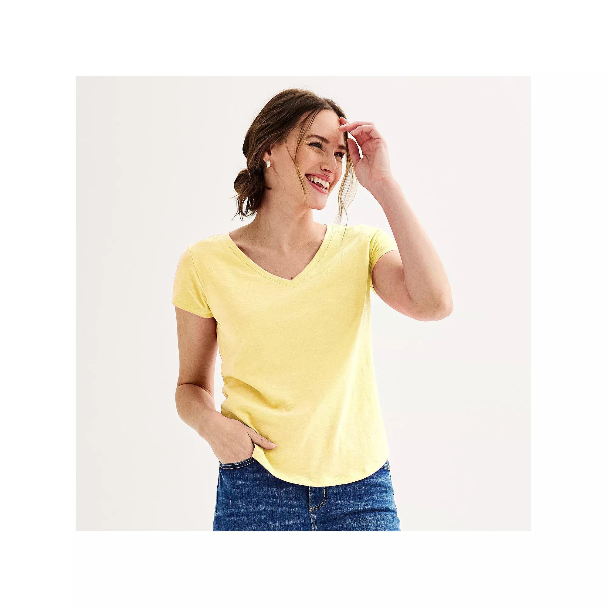 Women's Sonoma Goods For Life® Everyday Short Sleeve V-Neck Tee, Size: Medium, Brown Freeze Product Image
