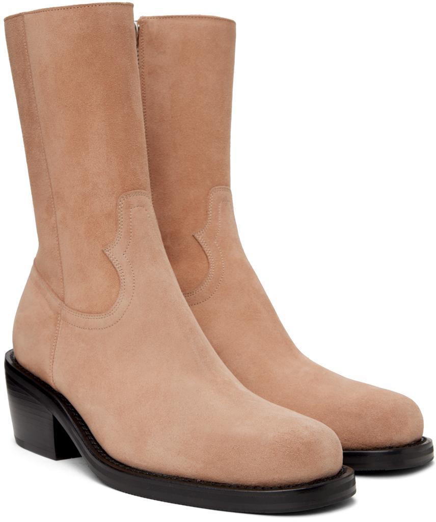 DRIES VAN NOTEN Beige Zip Boots In 300 Blush Product Image