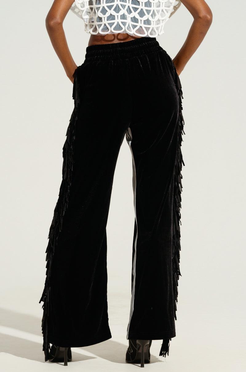 CARLY FRINGE VELVET JOGGER Product Image