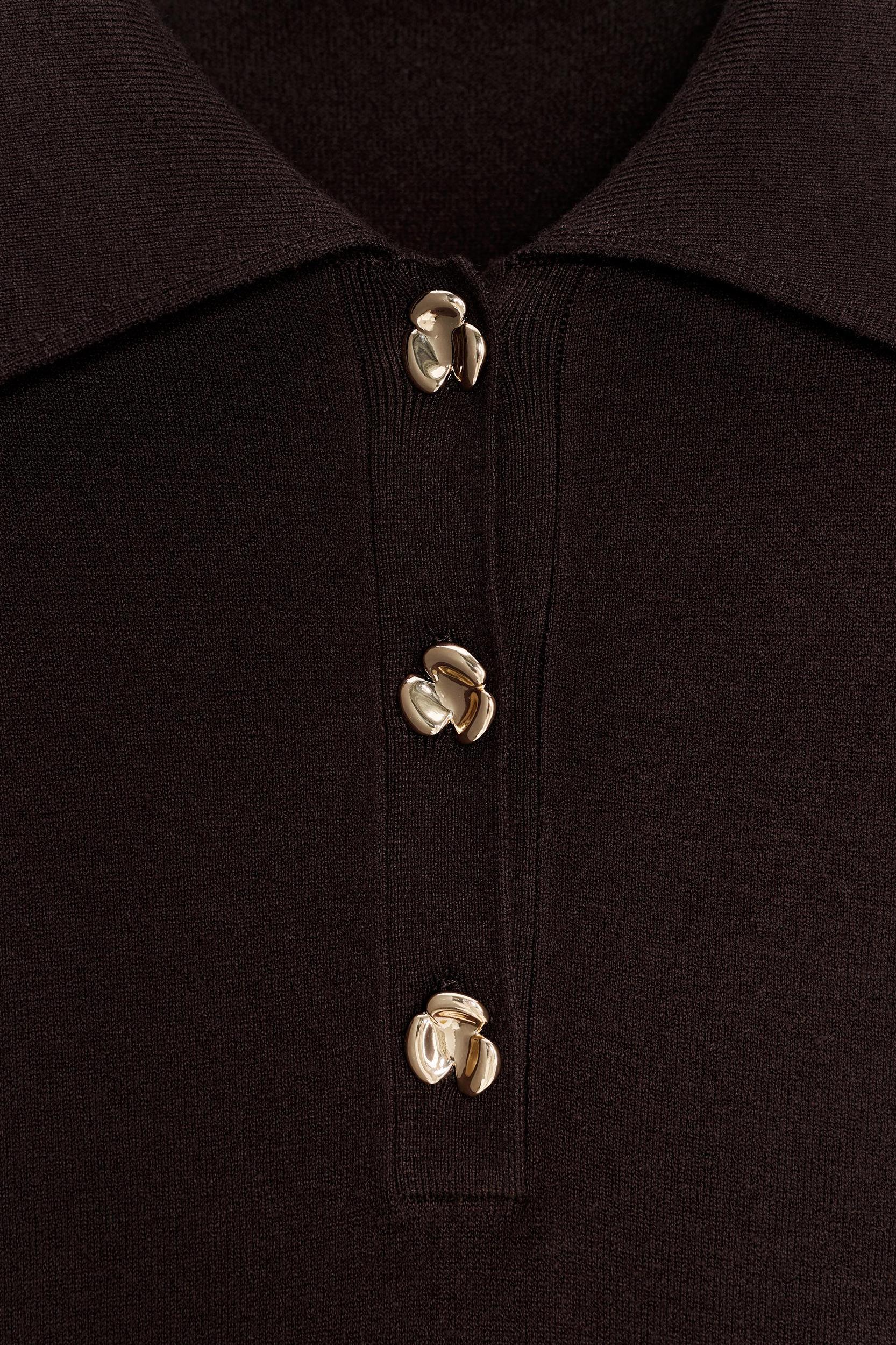 SHORT SLEEVE KNIT POLO TOP Product Image