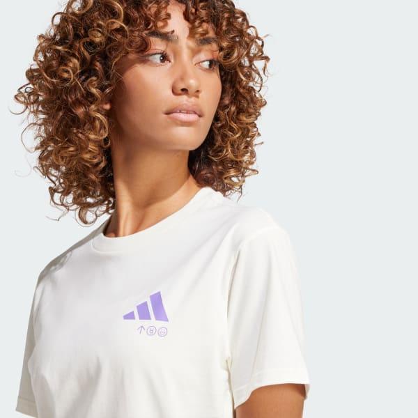 adidas Lounge Verbiage Graphic Tee Wonder Silver 2XL Womens Product Image
