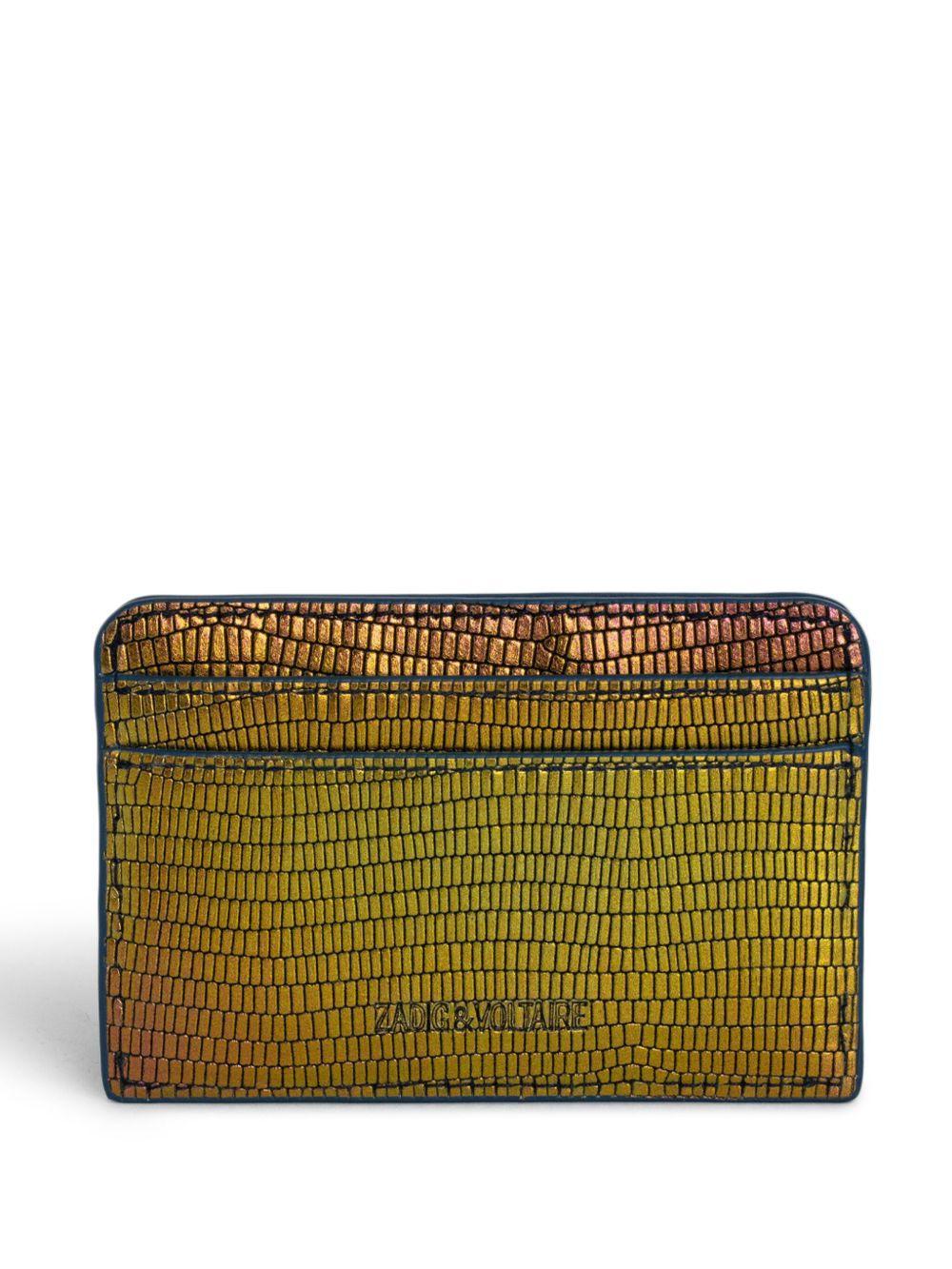 appliqué-logo metallic leather cardholder Product Image