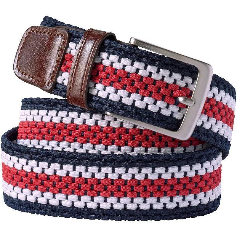 Men's Lands' End Elastic Braid Leather Trim Belt, Size: XXL, Green Clay Stripe Product Image