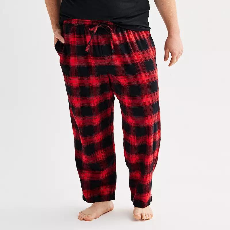 Big & Tall Sonoma Goods For Life® Flannel Drawstring Pajama Pants, Men's, Size: 3XL Tall, Red Checks Product Image