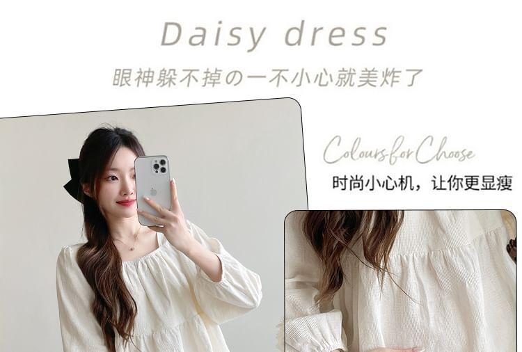 Maternity Puff-Sleeve Plain Blouse Product Image