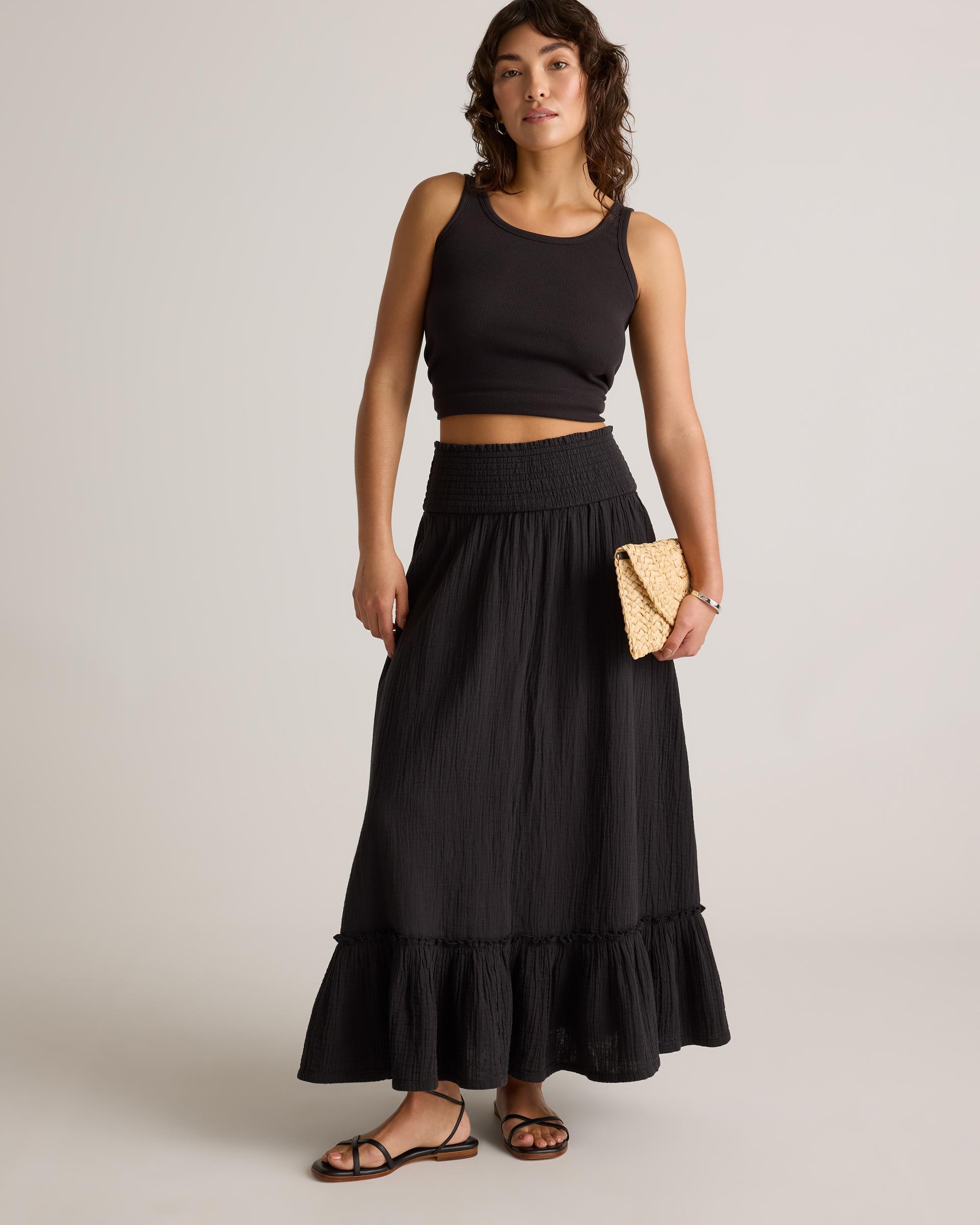 Quince | Women's Gauze Smocked Maxi Skirt Size XS, Organic Cotton Product Image
