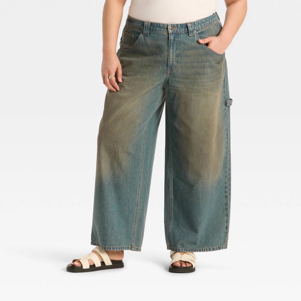 Women's Mid-Rise Wide Leg Jeans - Wild Fable™ Medium Wash 6 Product Image