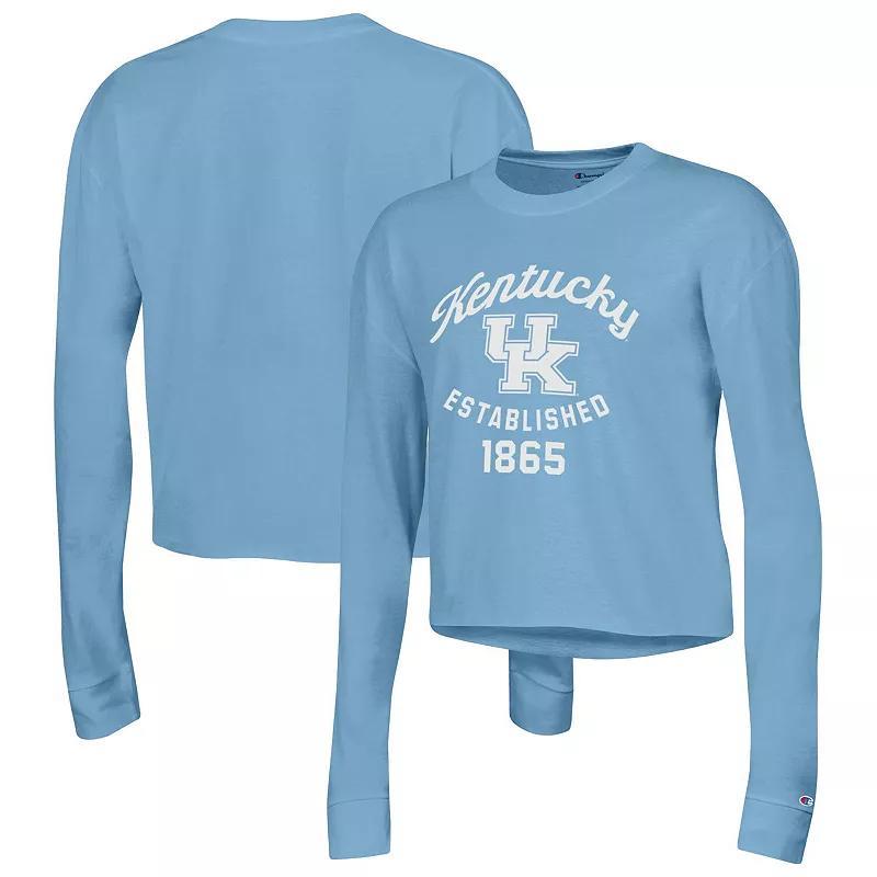 Women's Champion Blue Kentucky Wildcats Boyfriend Cropped Long Sleeve T-Shirt, Size: XL Product Image