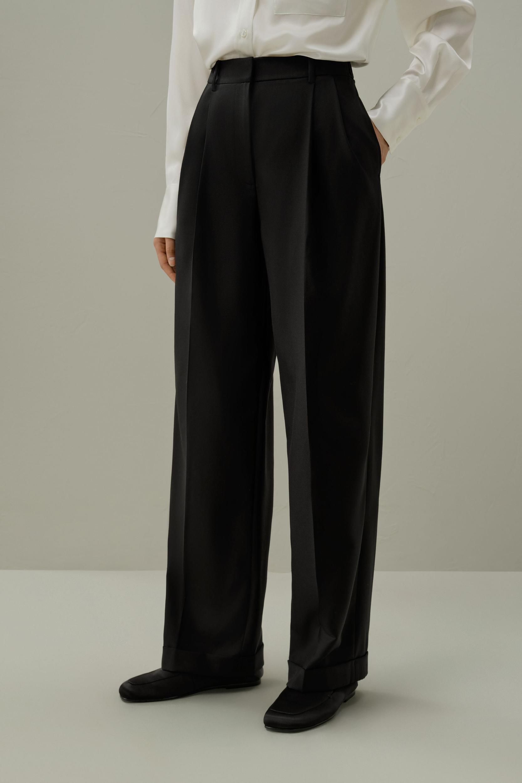 Wool-Silk Straight Leg Pants Product Image