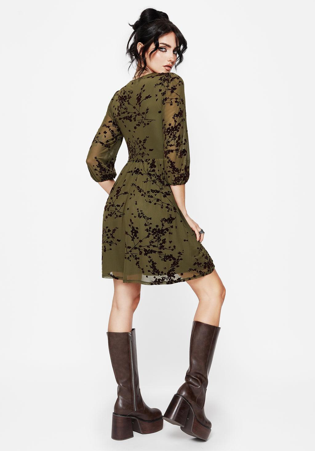 Jael Flocked Devoré Smock Mini Dress Product Image