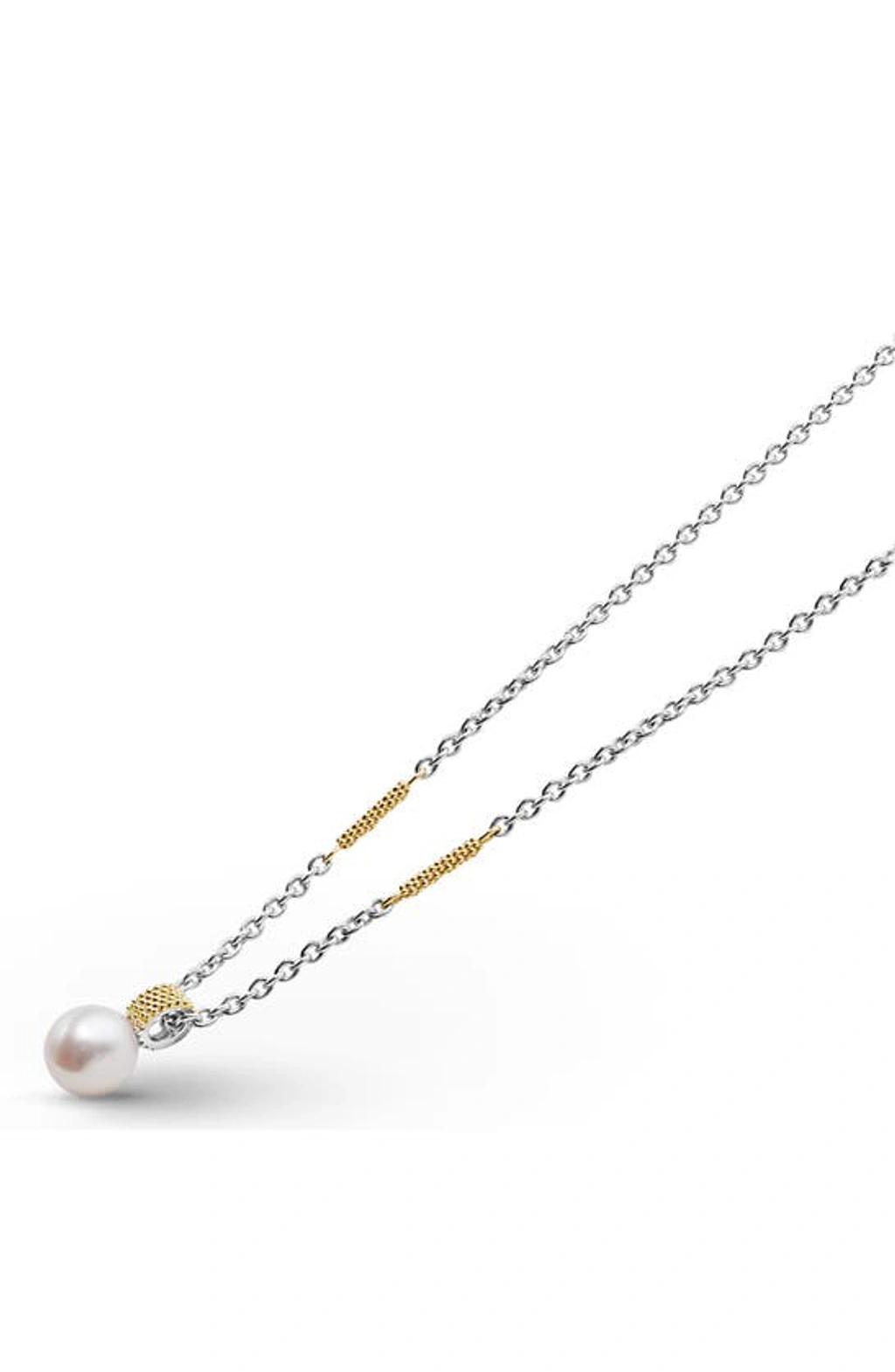 LAGOS 18k Yellow Gold & Sterling Silver Luna Cultured Freshwater Pearl Pendant Necklace, 16-18 In Luna Pearl Product Image