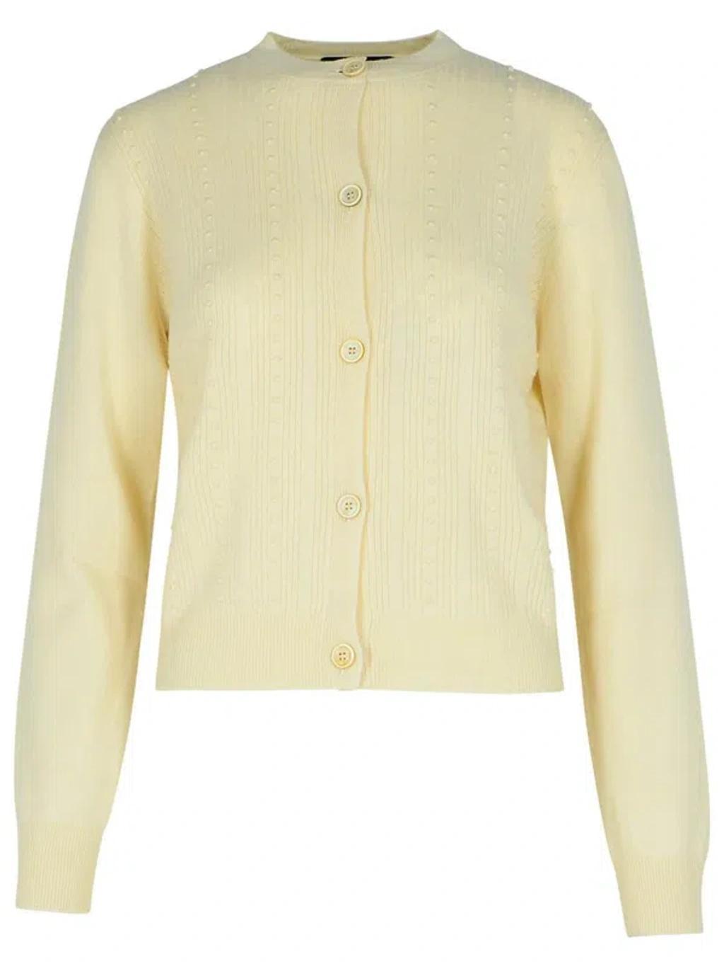 FABIANA FILIPPI Platinum Buttoned Knitted Cardigan In Beige Product Image