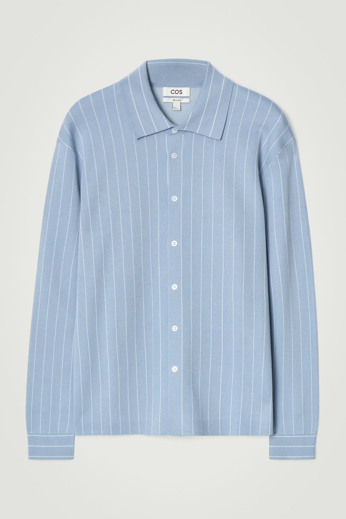 RELAXED STRIPED KNITTED COTTON SHIRT Product Image