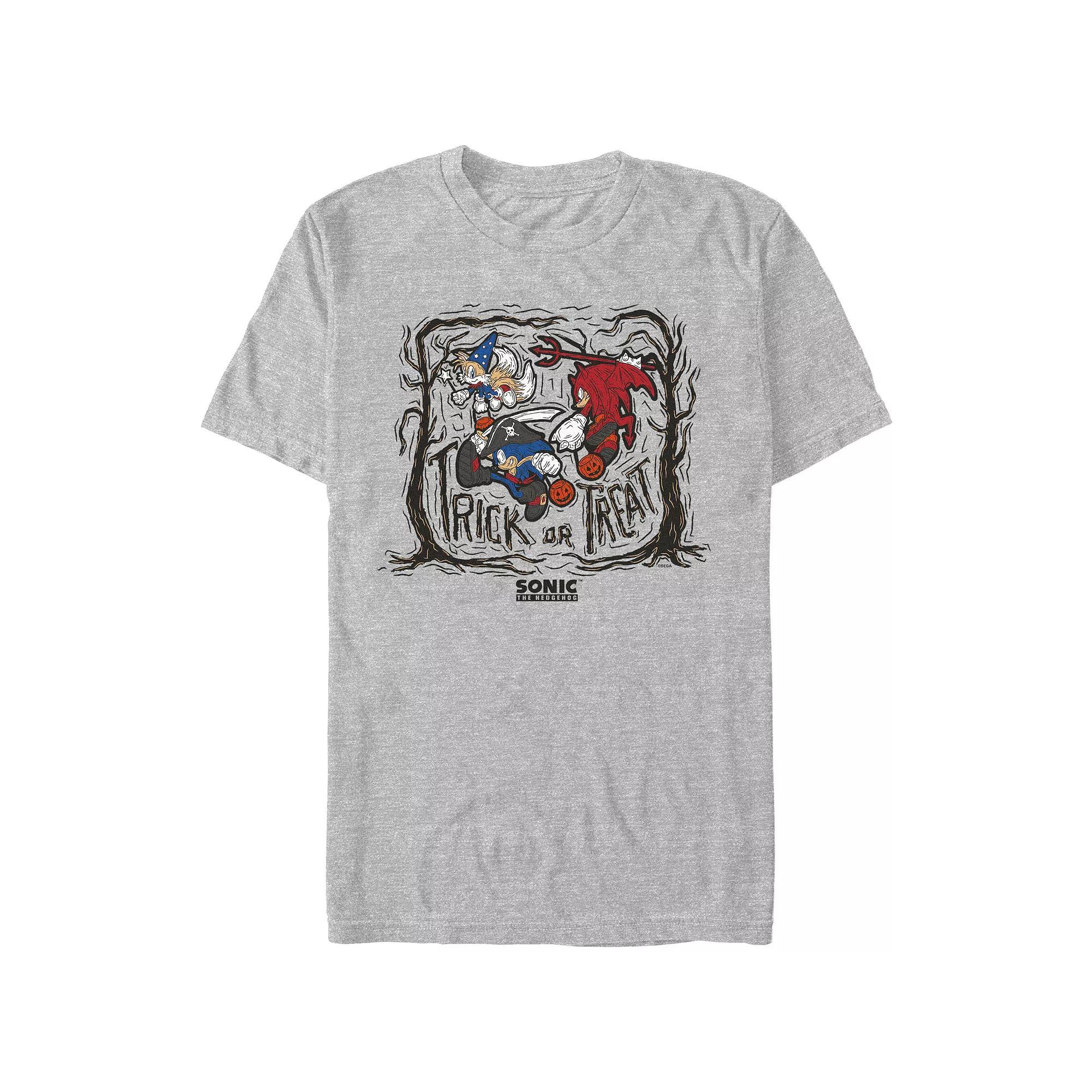 Men's Sonic The Hedgehog Trick Or Treat Graphic Tee, Size: XXL, Athletic Grey Product Image