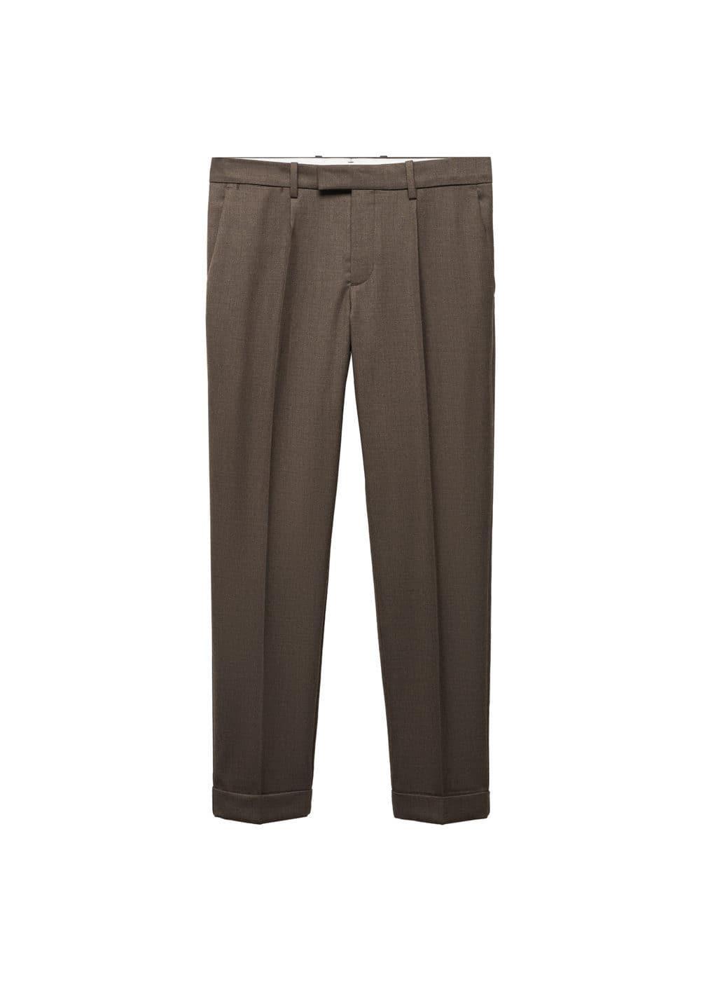Mango Mens Slim-Fit Cotton Pleated Pants Product Image