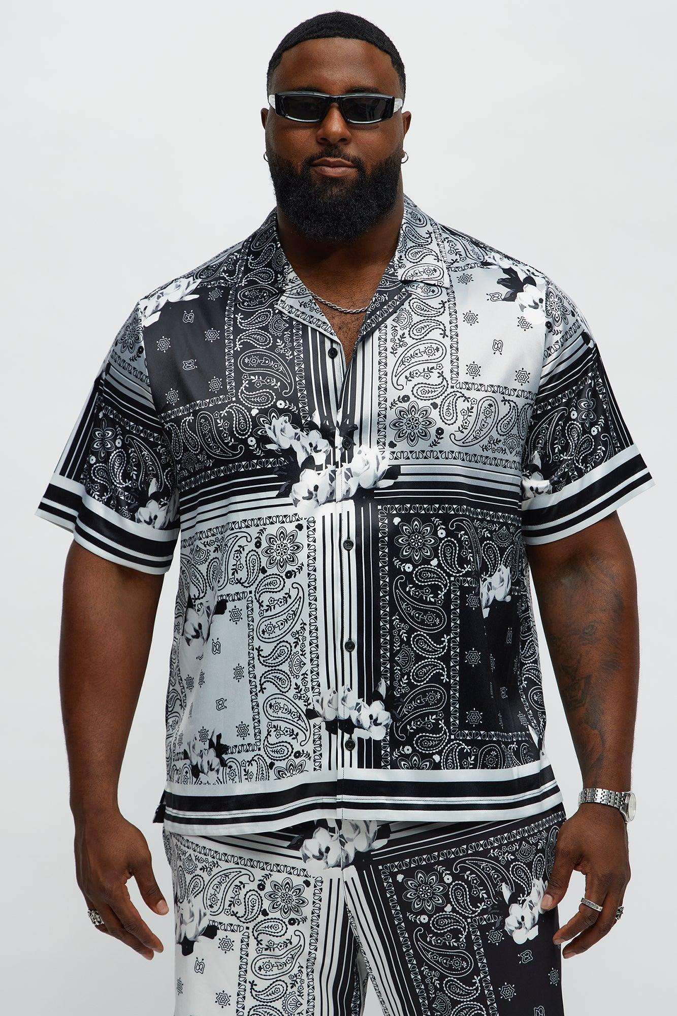 Cuban Collar Paisley Drift Short Sleeve Shirt - Black/combo Product Image
