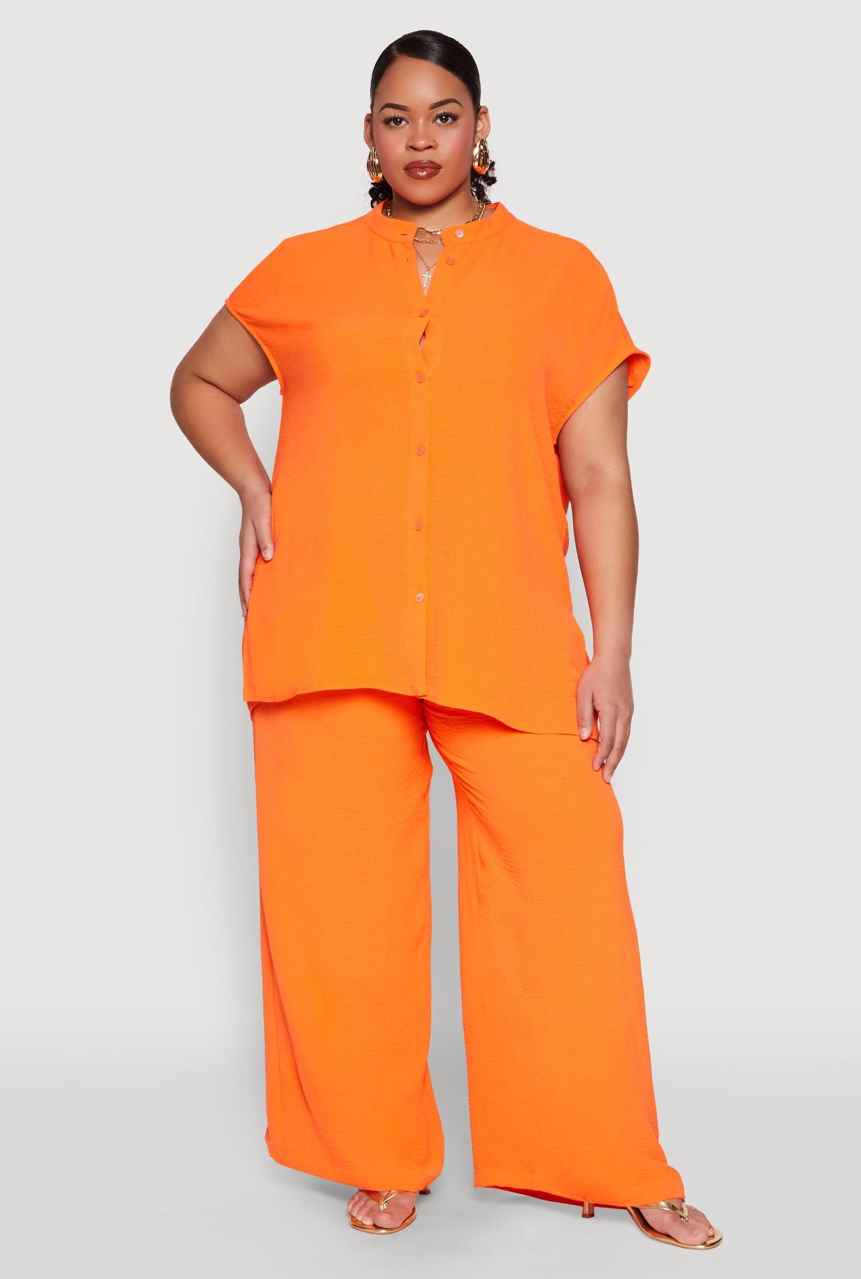 Womens Plus Size Airy Mandarin Collar Tunic Shirt Product Image