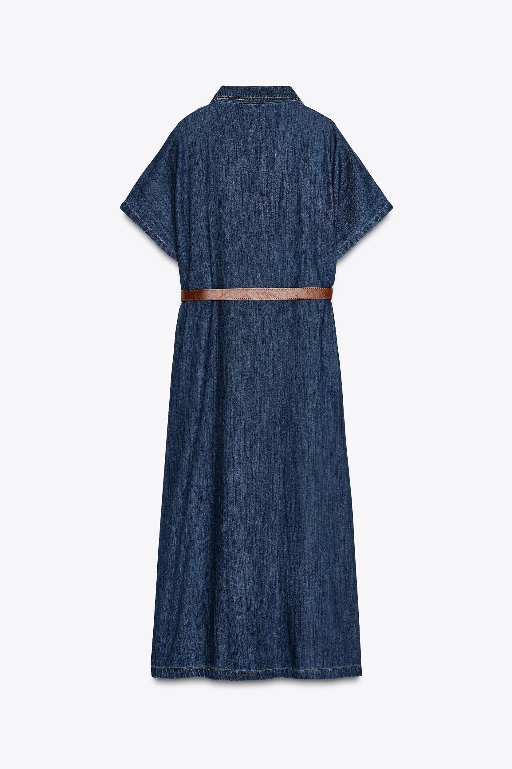 Z1975 BELTED DENIM MIDI DRESS Product Image