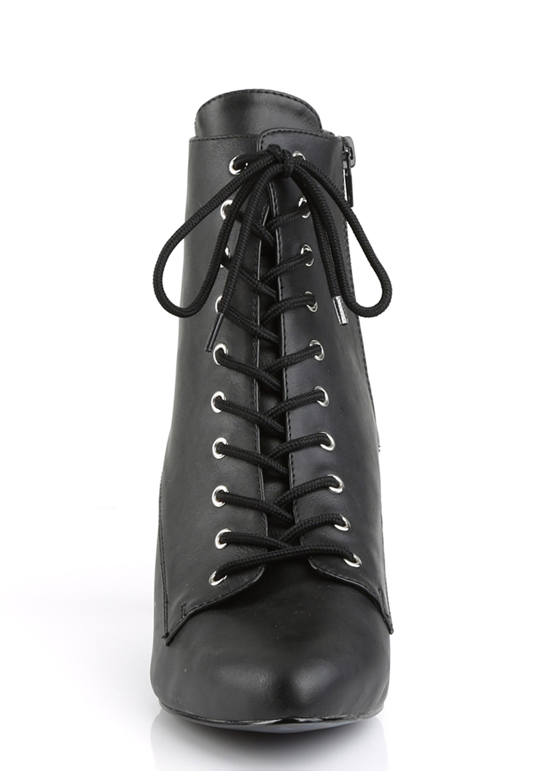 Pleaser Divine-1020 Lace-Up Ankle Boots - Black Product Image