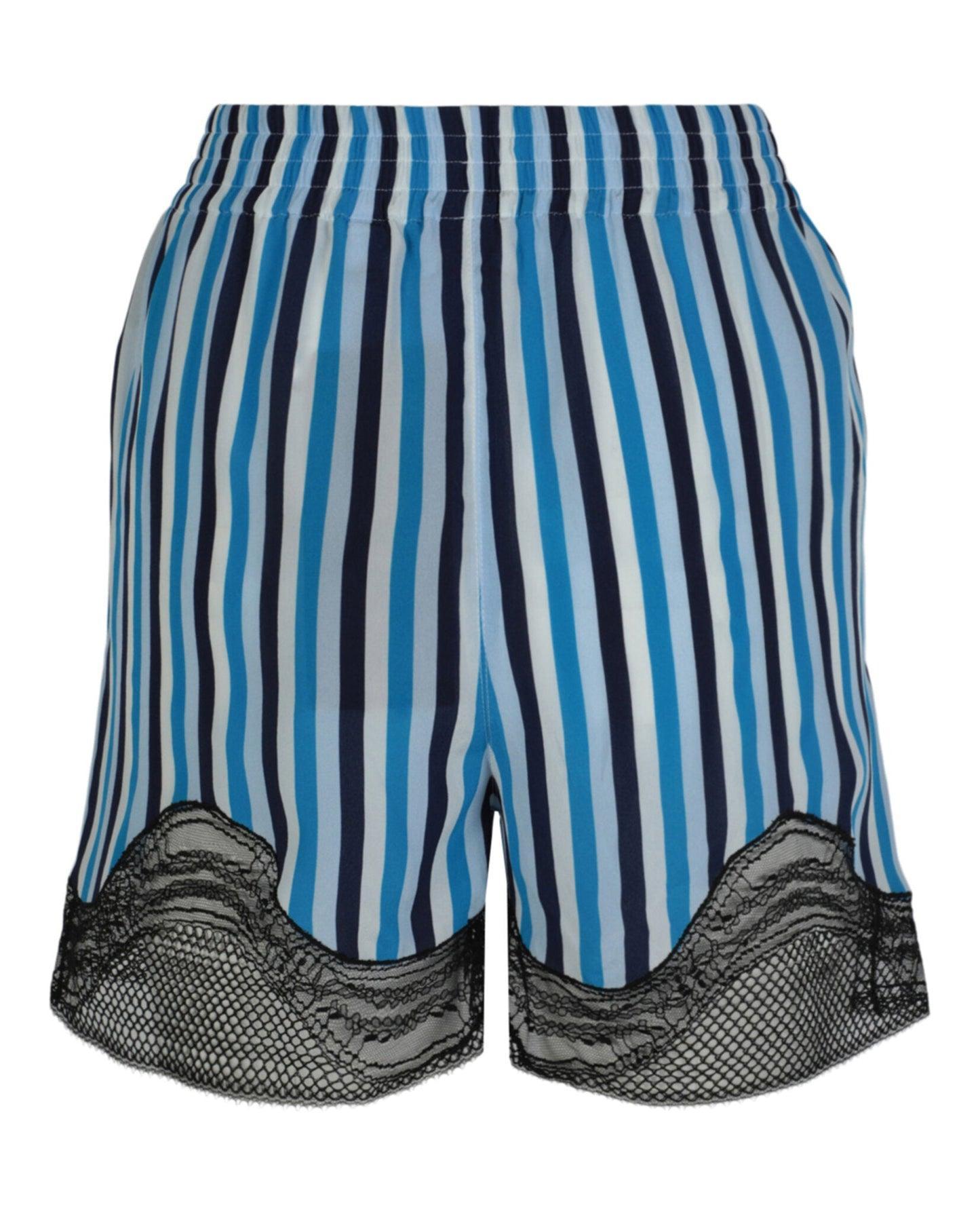 Burberry Lace-Trim Stripe Silk Shorts Female Product Image