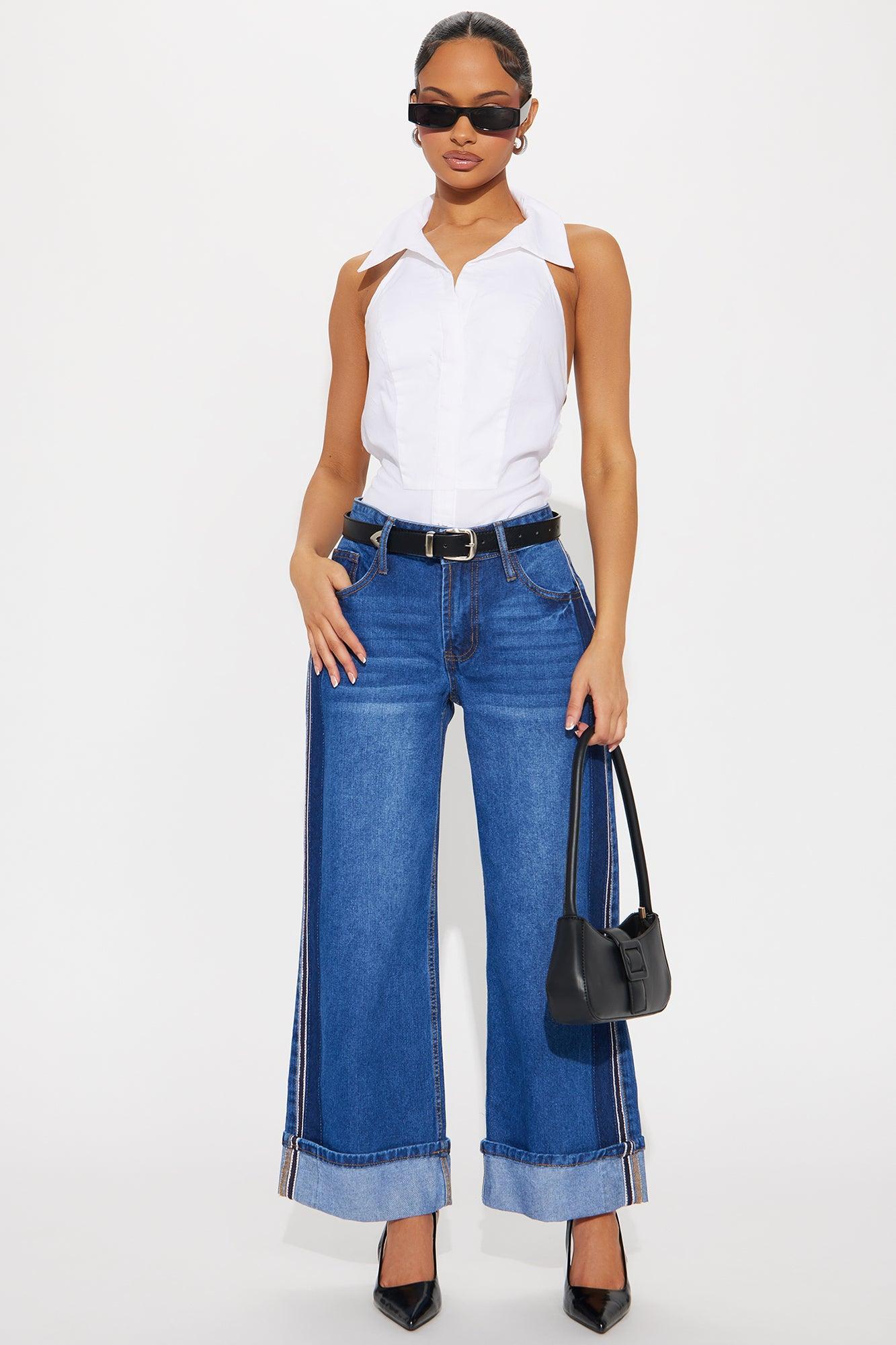 Payge Cuffed Wide Leg Jeans - Dark Wash Product Image