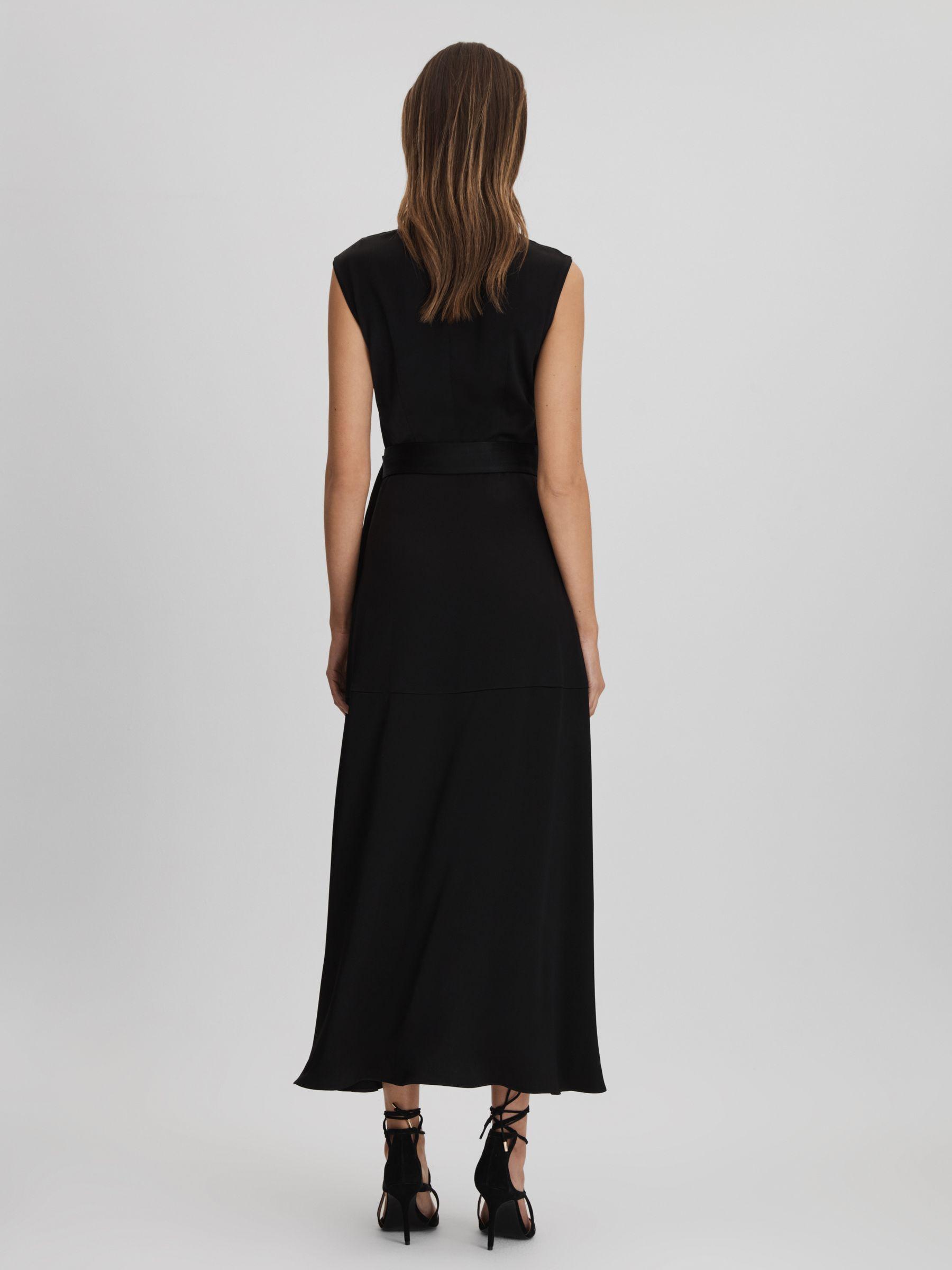 Strappy Asymmetric Midi Dress in Black Product Image
