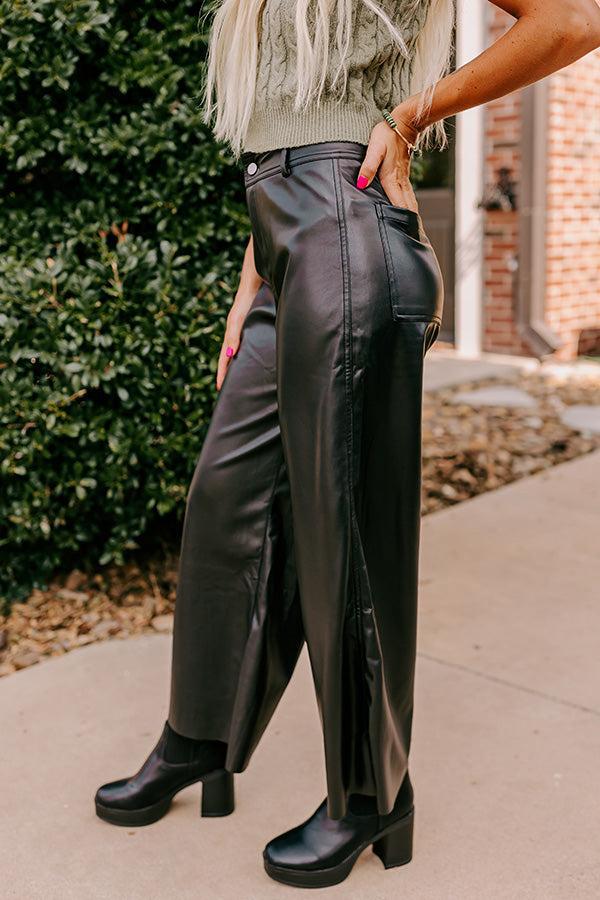 The Reagan High Waist Faux Leather Pants in Black Product Image