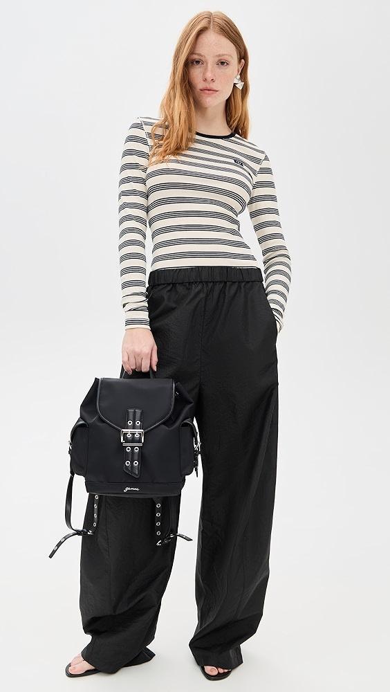 GANNI Striped Soft Cotton Rib Long Sleeve T-Shirt | Shopbop Product Image