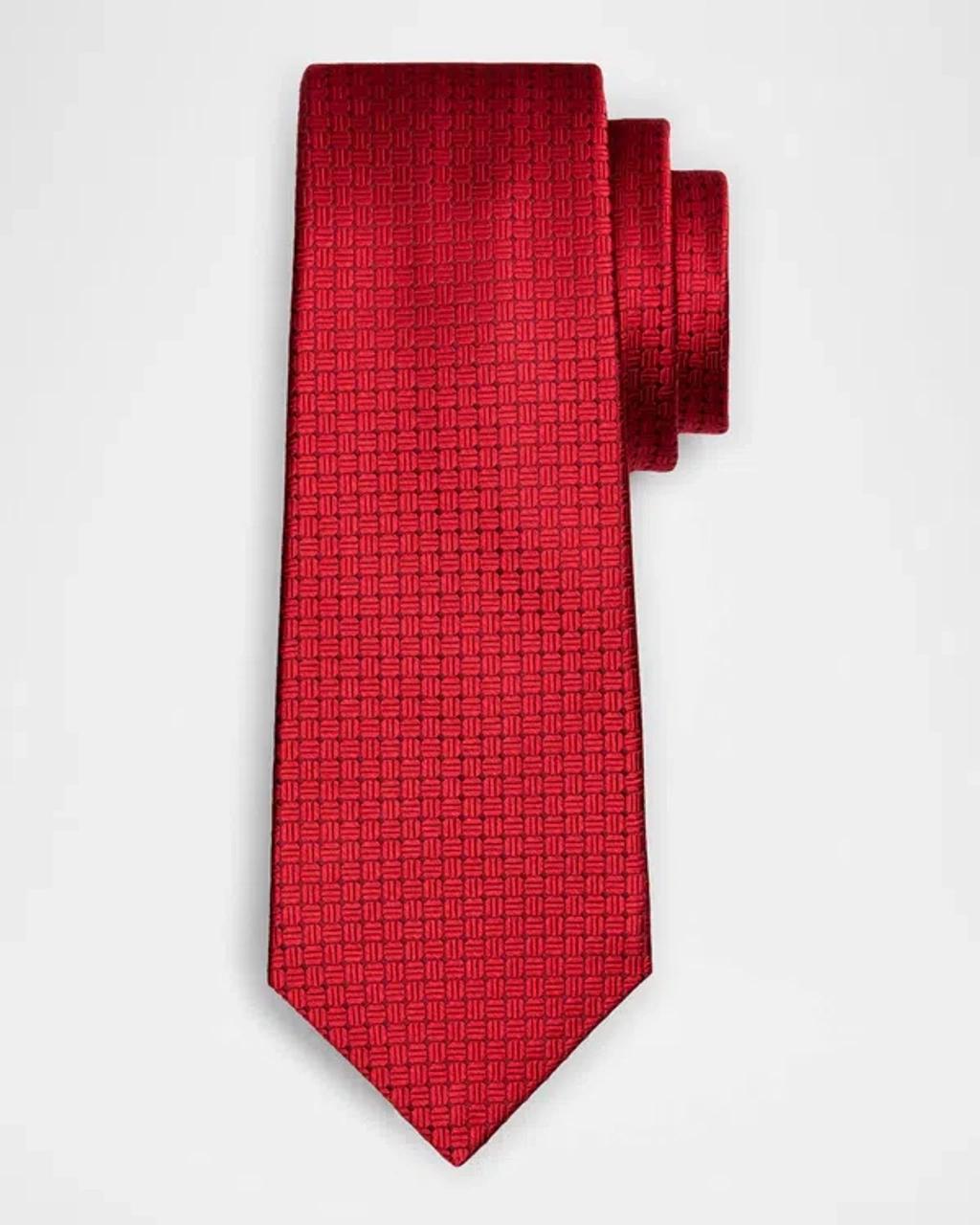 KITON Men's Tonal Oval Jacquard Silk Tie In Red Product Image