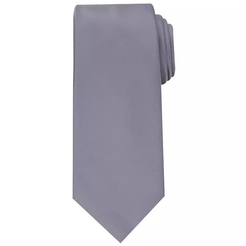 Men's Bespoke Solid Tie, Silver Oxford Product Image