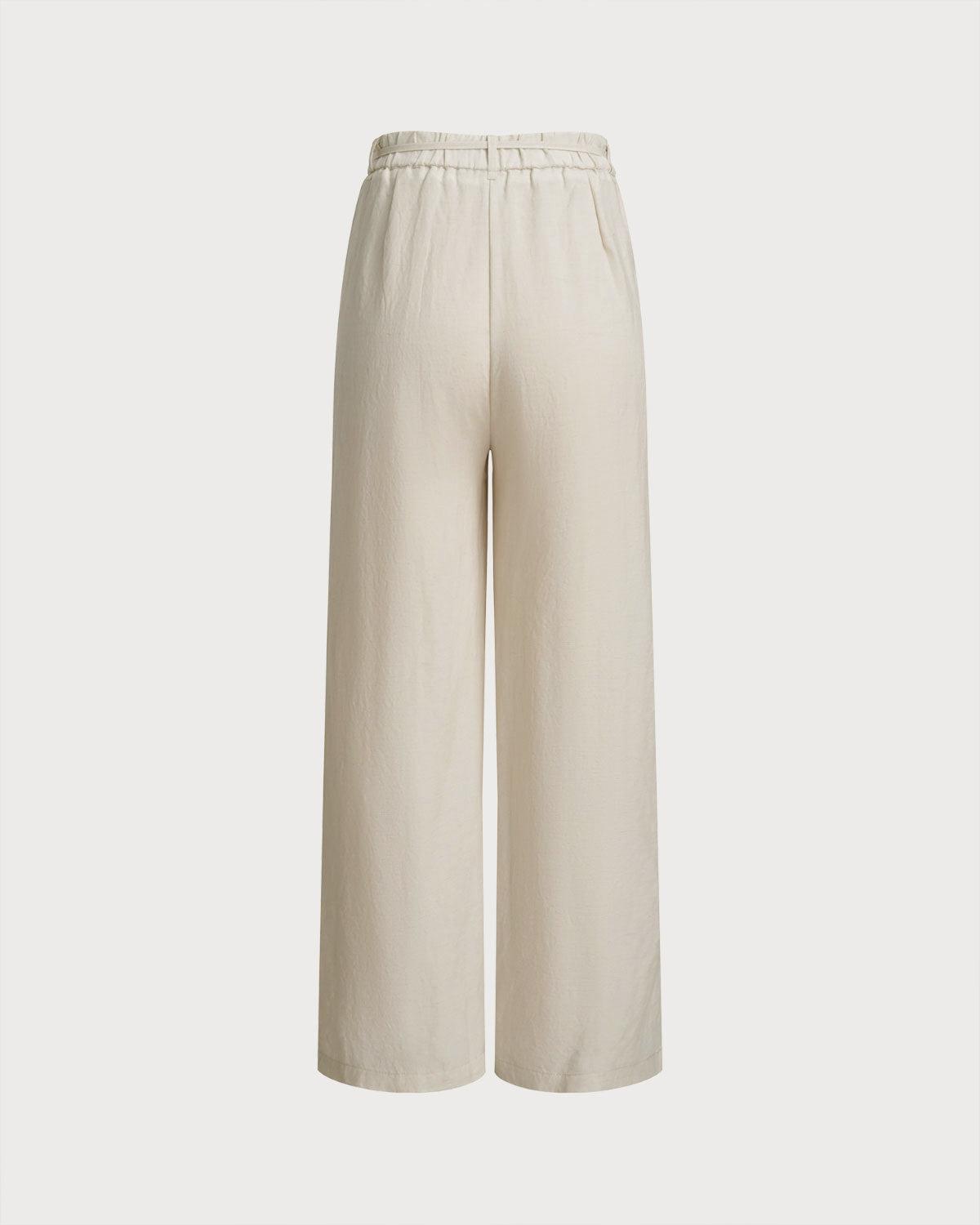 Apricot Wide Leg Casual Pants Product Image