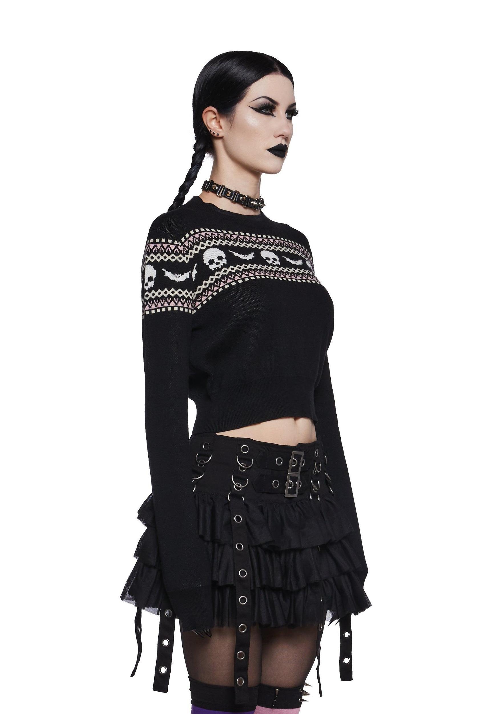 Macabre Wishes Crop Sweater Girls Product Image