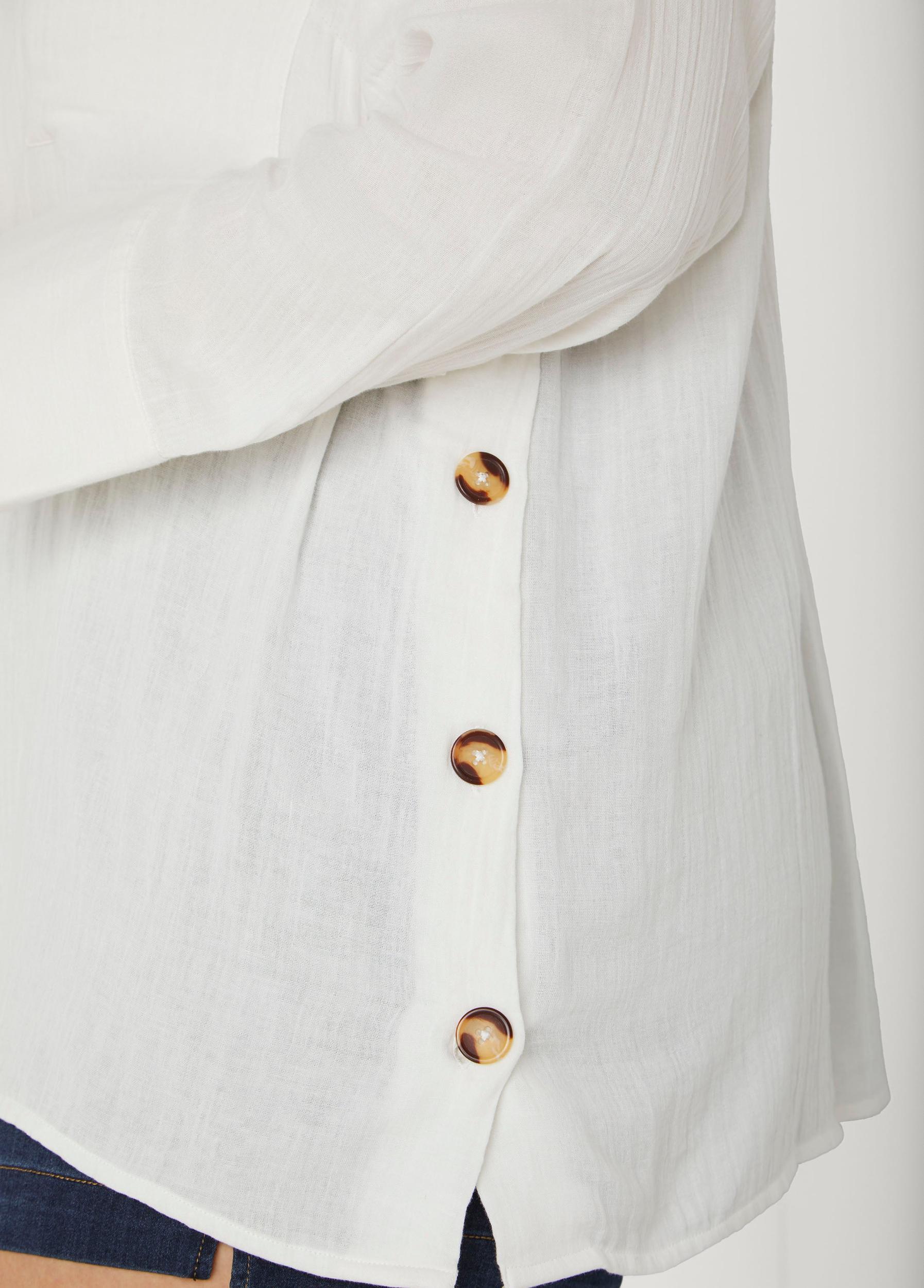 Button Detailed Cotton Gauze Shirt Product Image