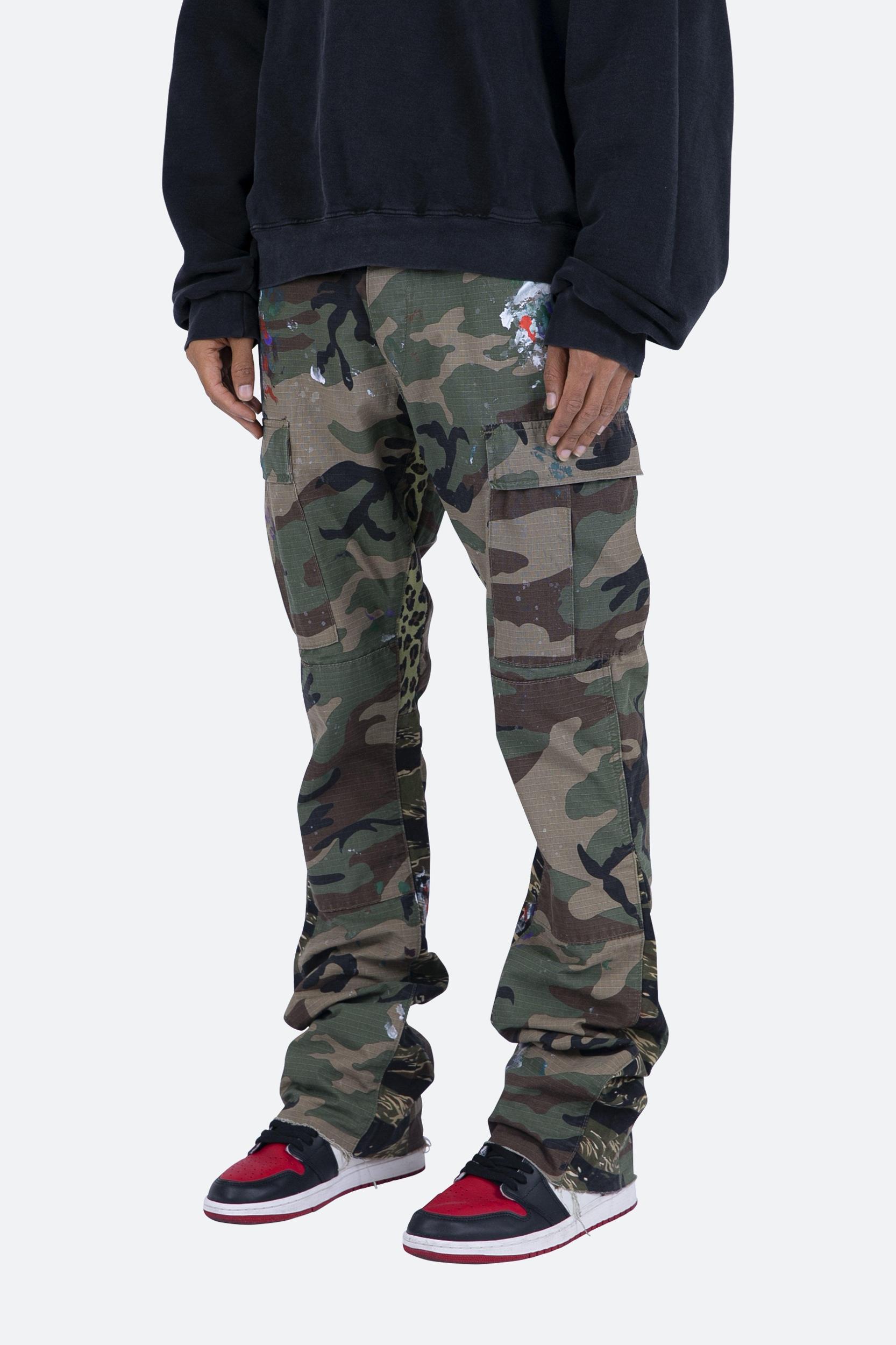 Contrast Bootcut Cargo Pants - Woodland Camo Product Image