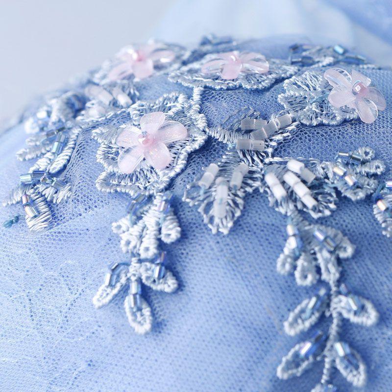 Flower Embroidered Sleeveless Evening Gown Product Image