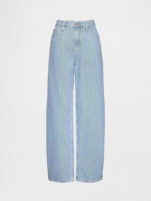 High Rise UltraSoft Denim Stripe Barrel Jeans Product Image