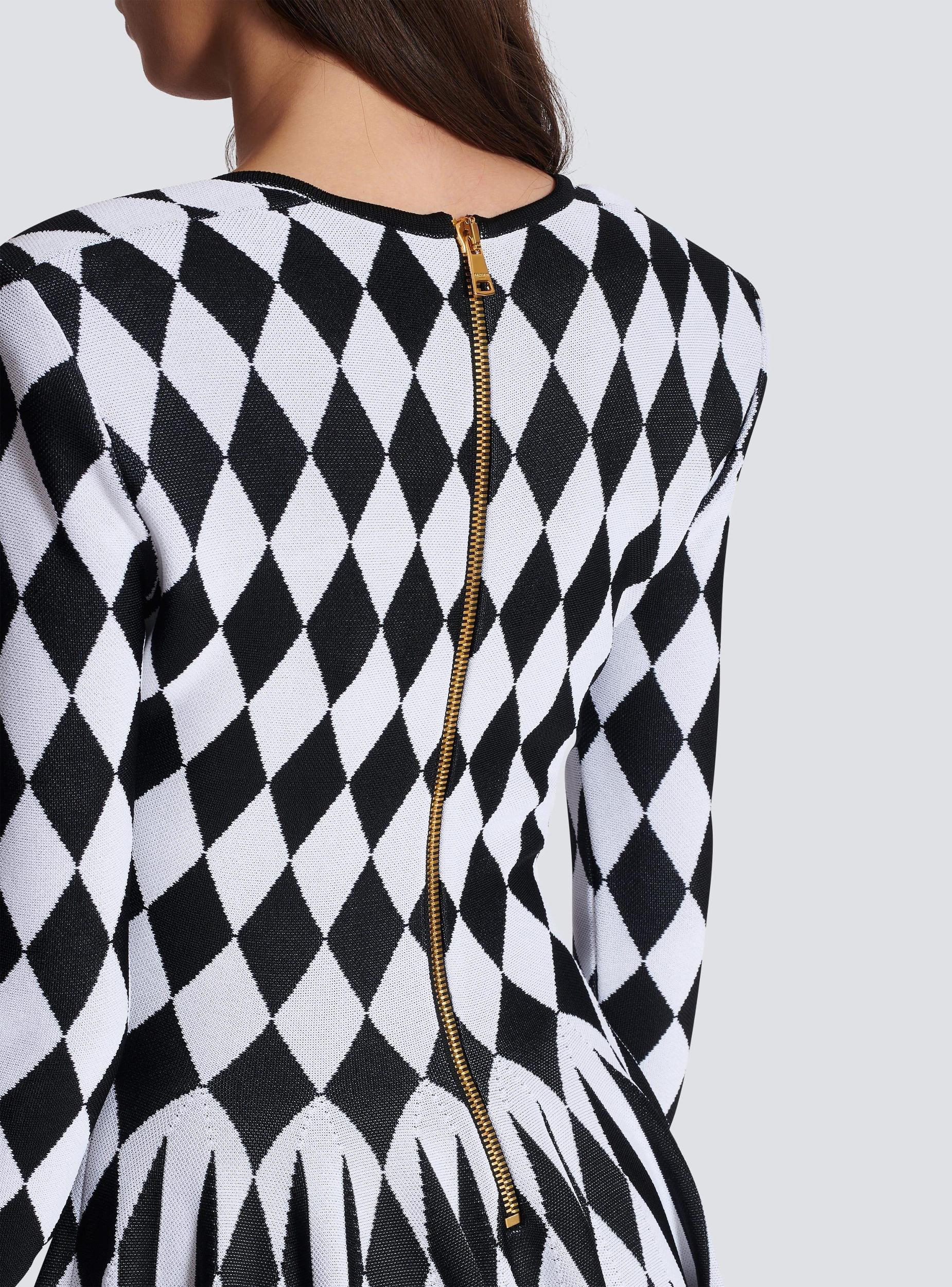 Diamond jacquard flared knit dress Product Image