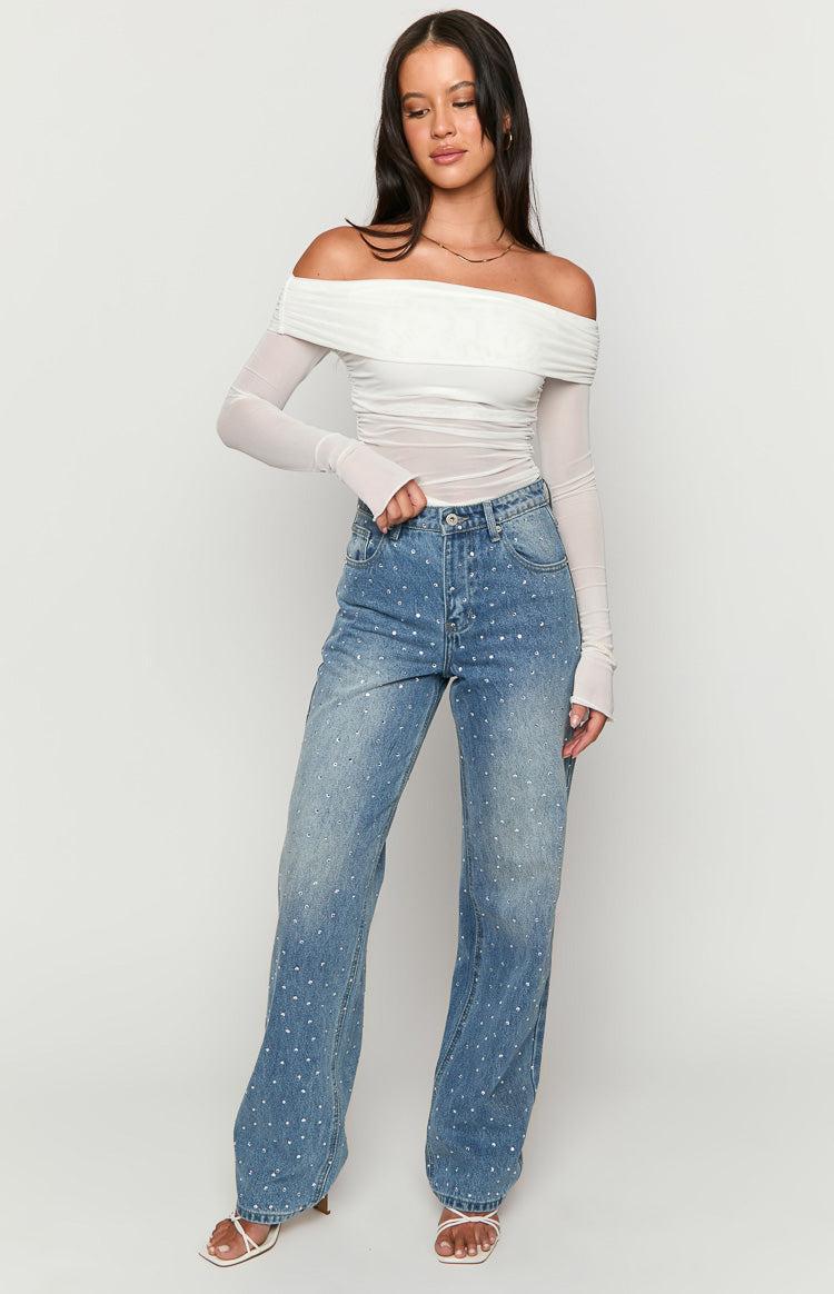 Sparks Mid Wash Denim Straight Leg Jeans Girls Product Image
